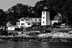 Hospital Point Lighthouse Tower in Massachusetts -BW